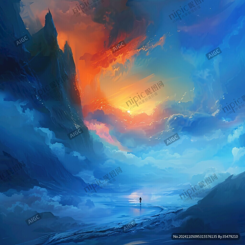 黄昏场景插画