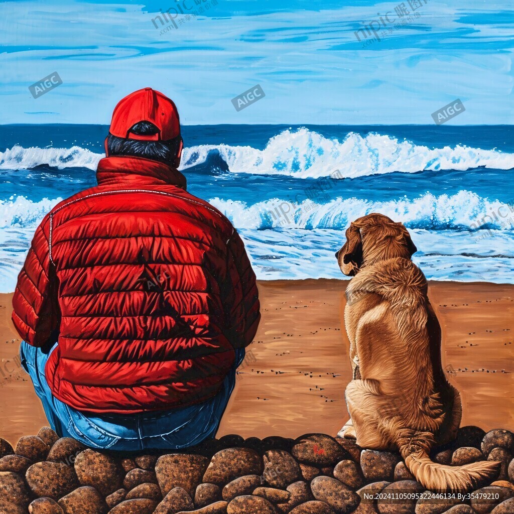 人和狗的海景