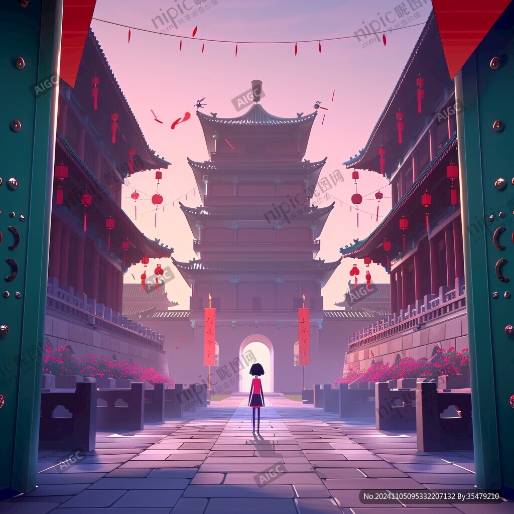 紫荆城门插画