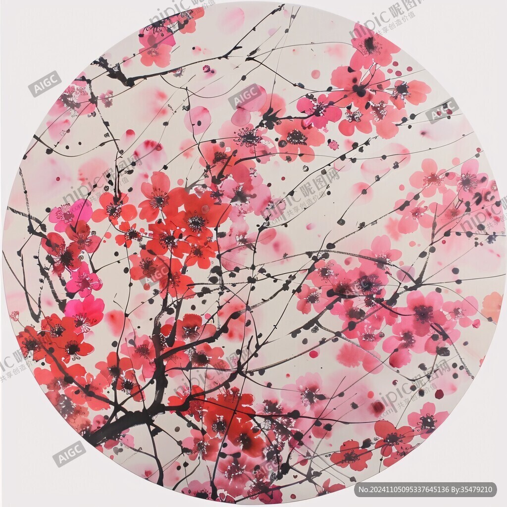 圆形梅花装饰画