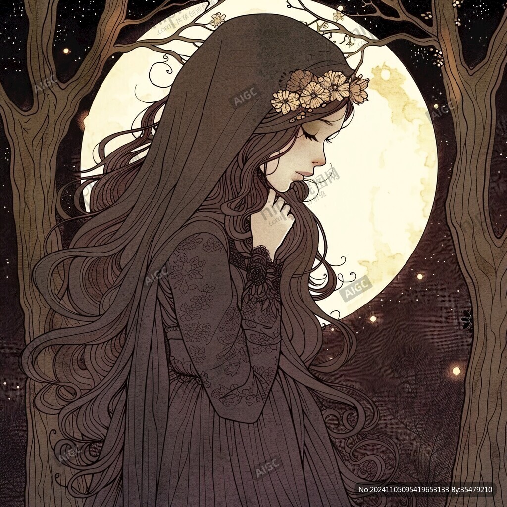 森系美少女插画