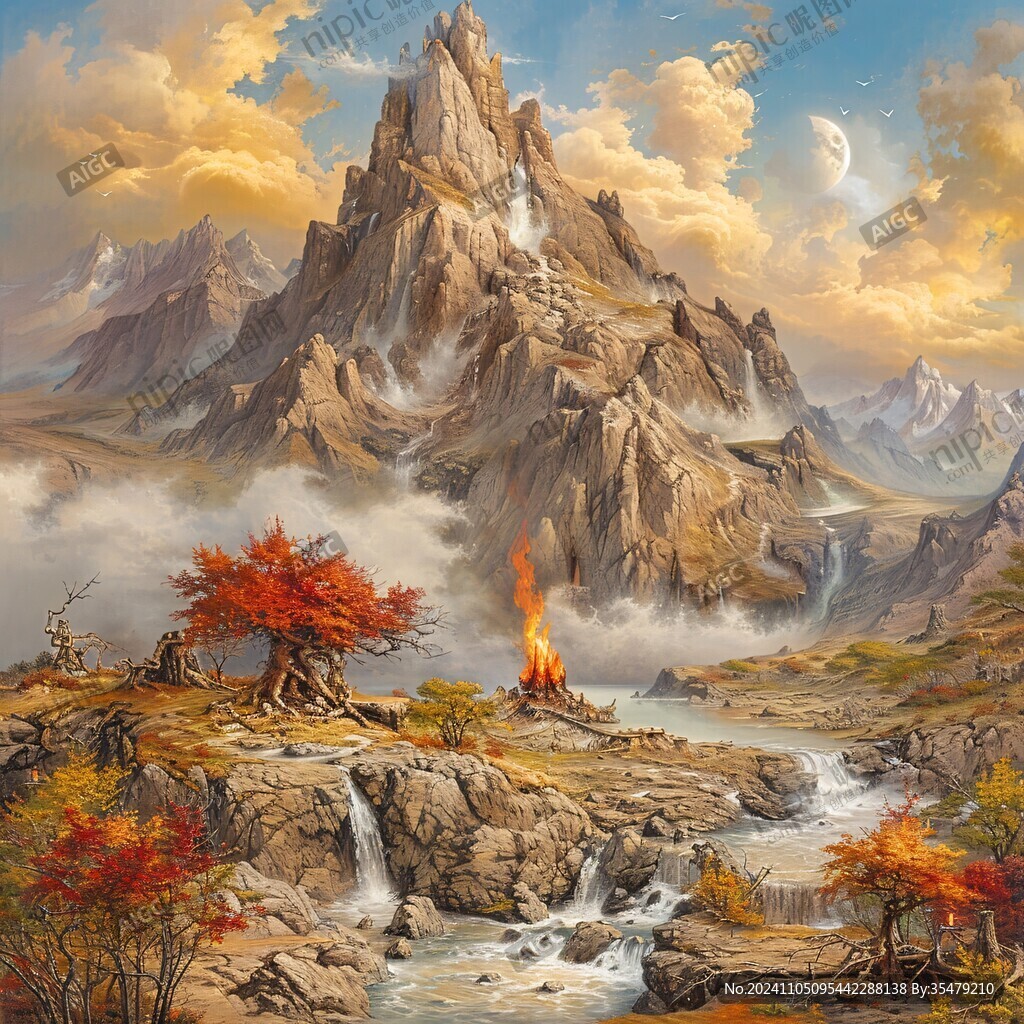 风光人间仙境油画