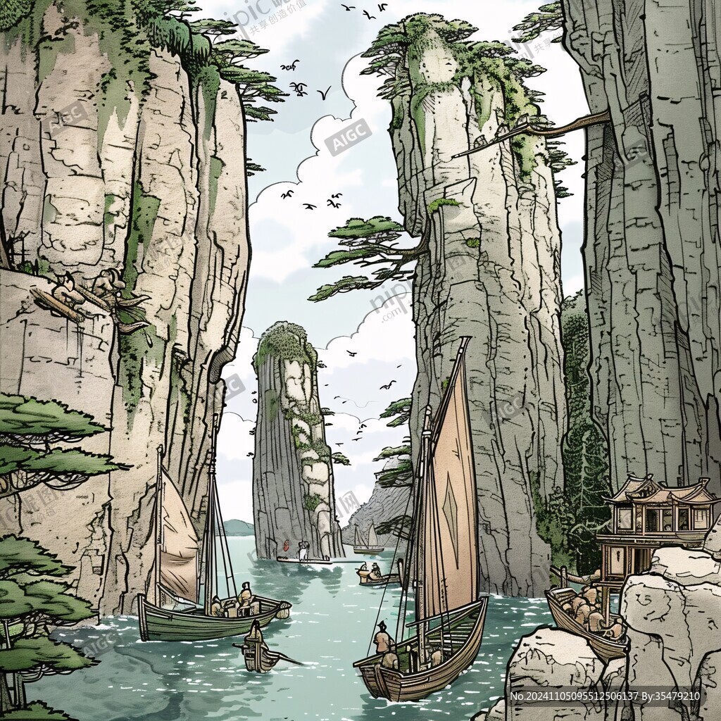 瞿塘峡插画