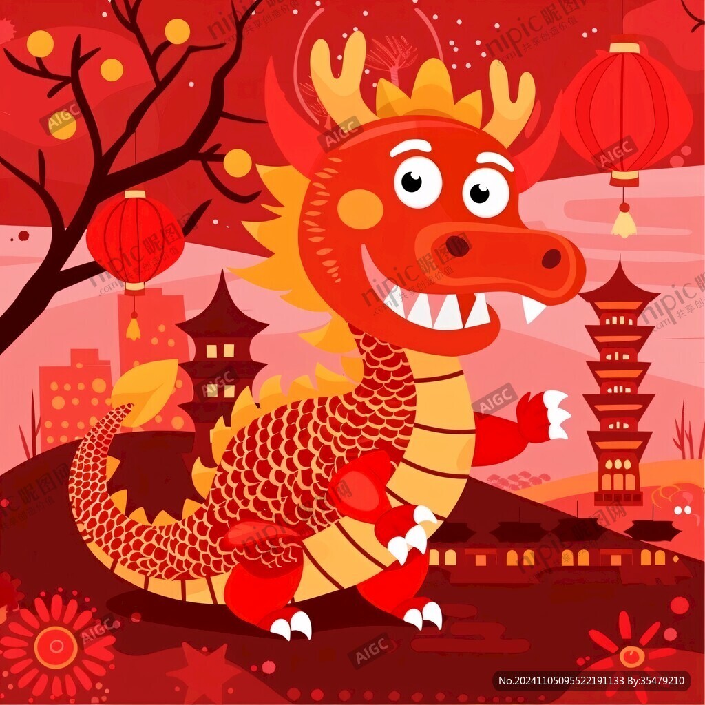 龙年扁平风插画