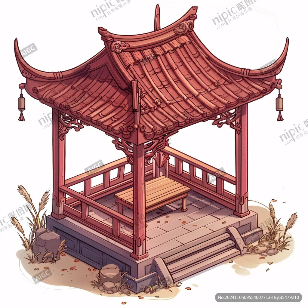 国潮风古风凉亭