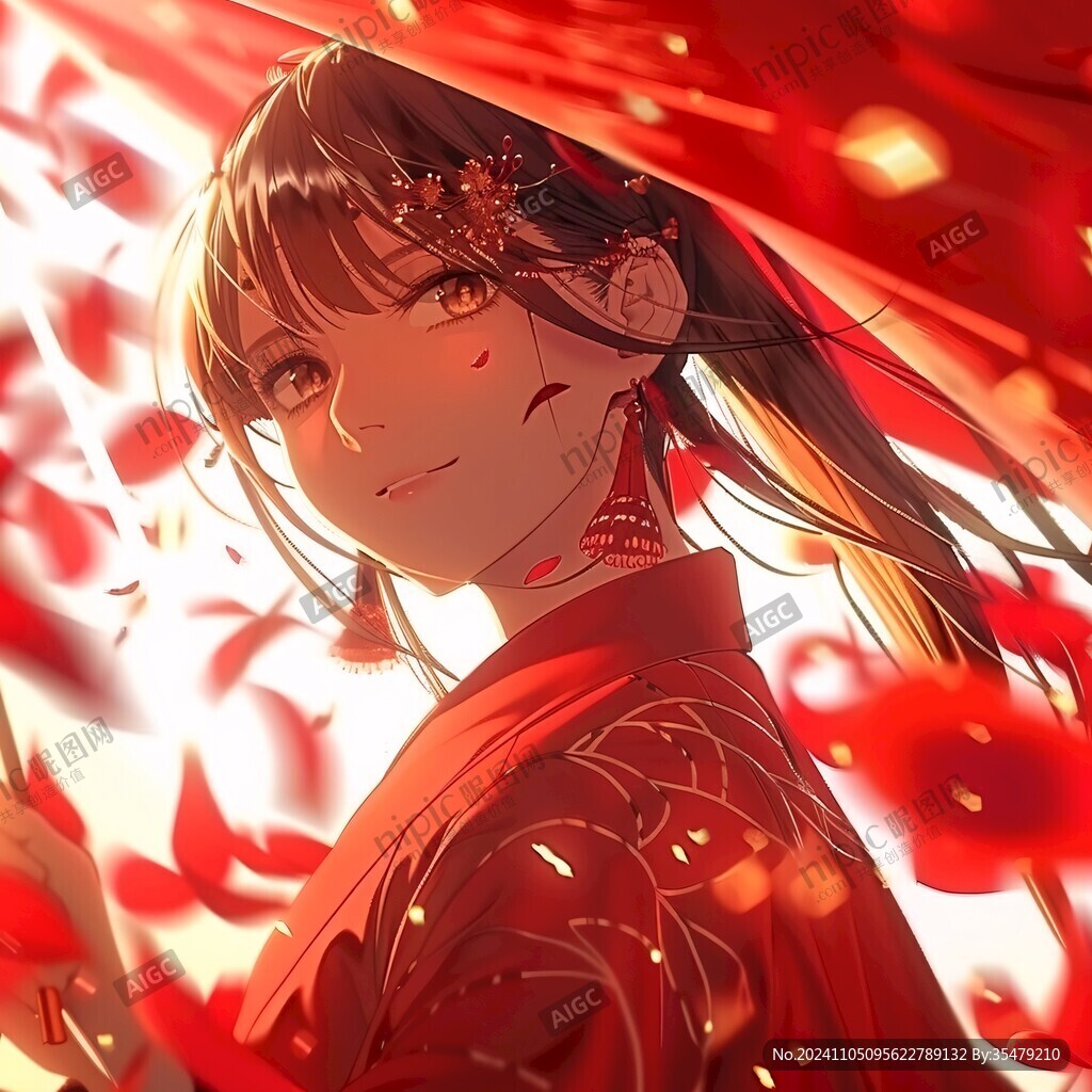 红衣少女设计古风