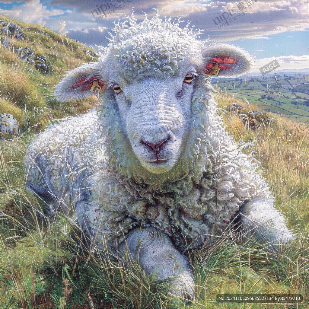 手绘梦幻羊风格装饰画