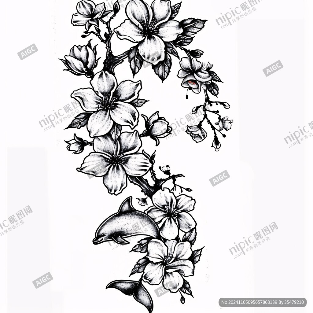 朵花描稿设计桃花