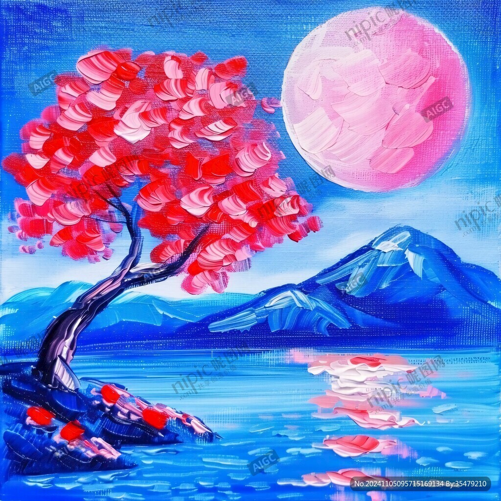 红月亮插画