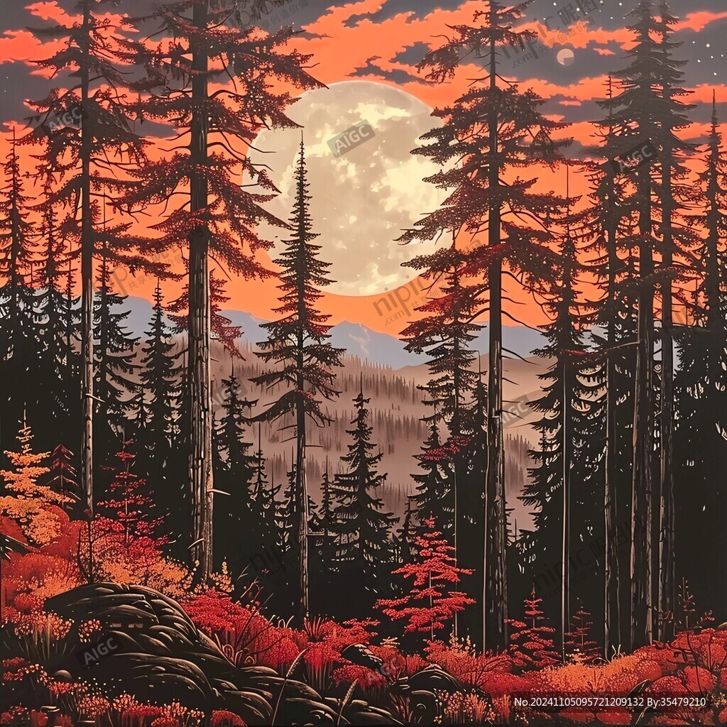 自然装饰画晚
