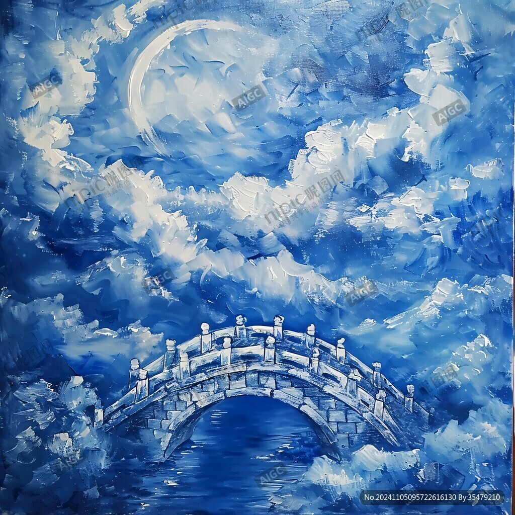 手绘串月桥