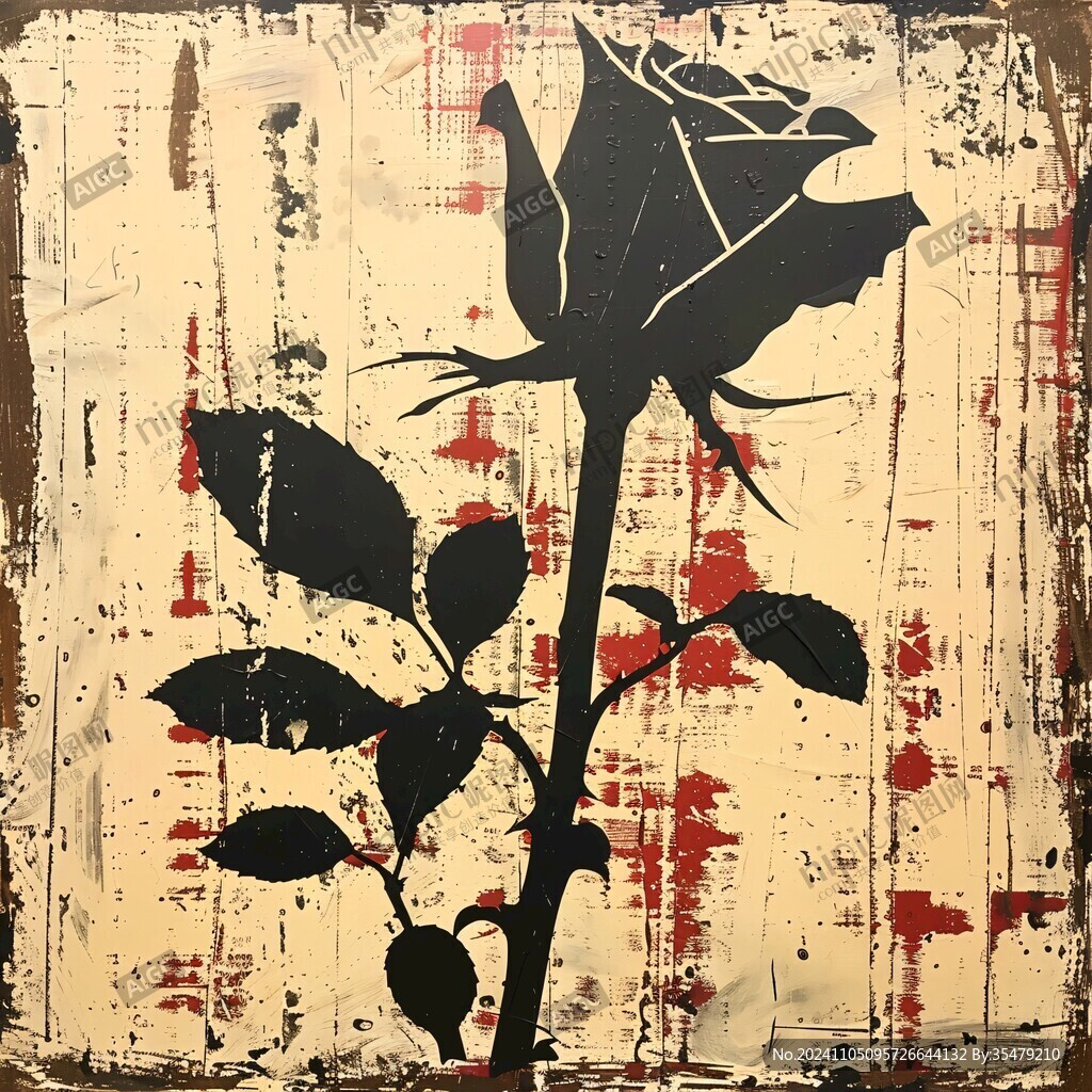 玫瑰花铜版画