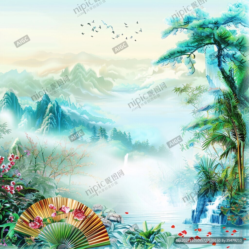 迎客松挂画壁画墙纸