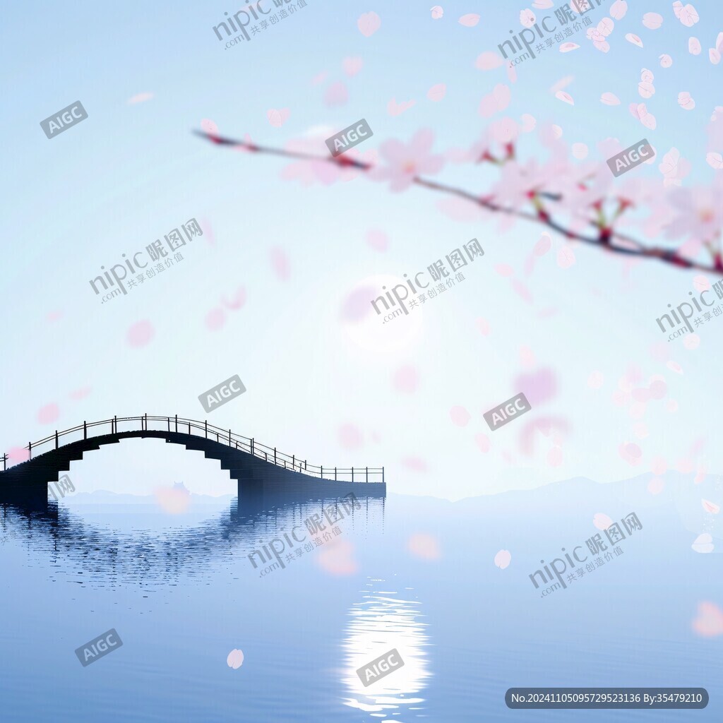梅花拱桥湖泊