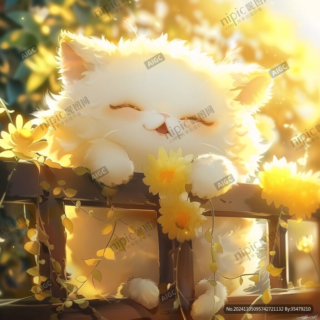 晒太阳的猫插画
