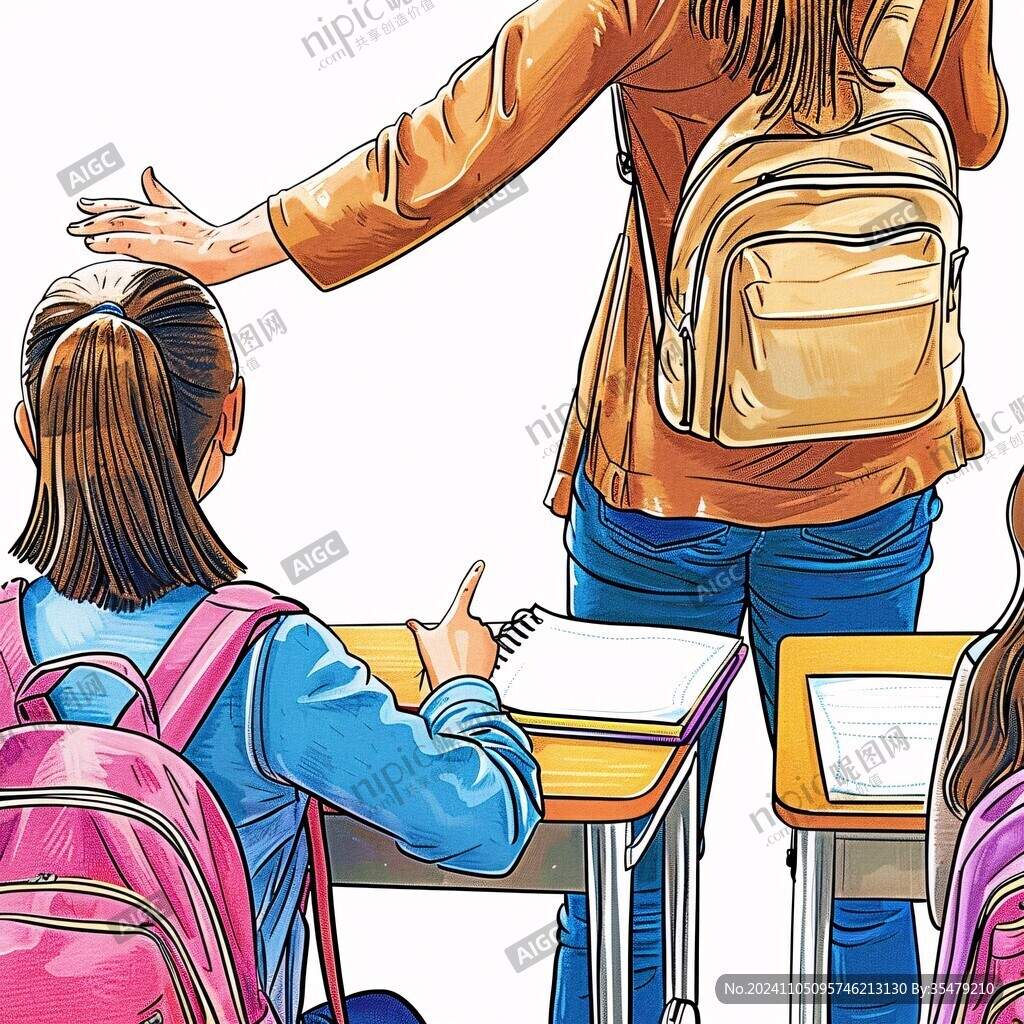 学生上课手绘素材