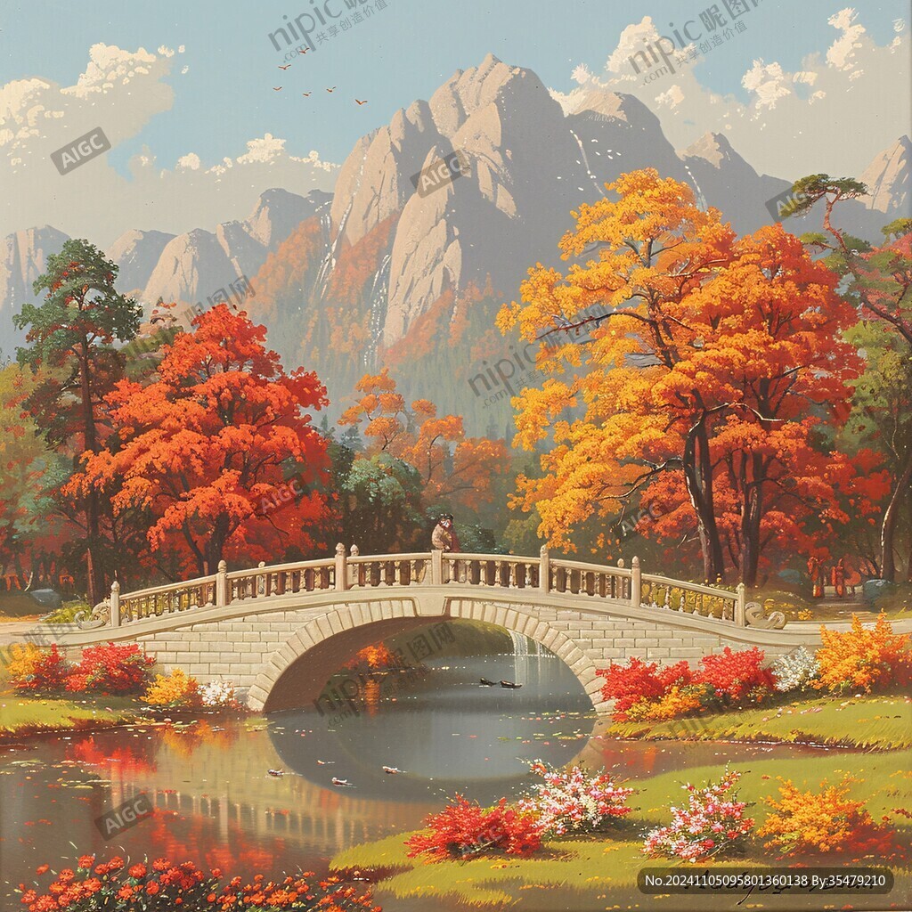 石桥风景画