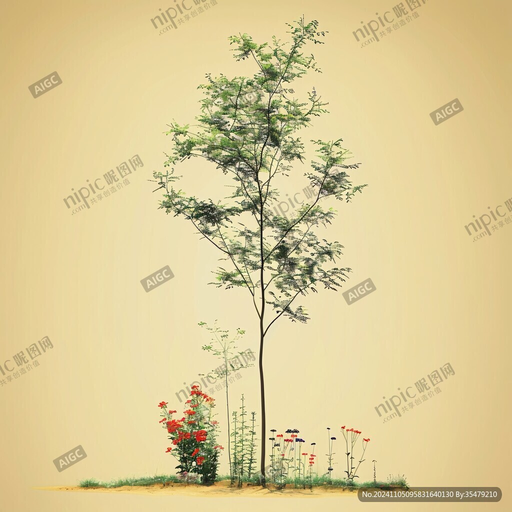 手绘茑萝松