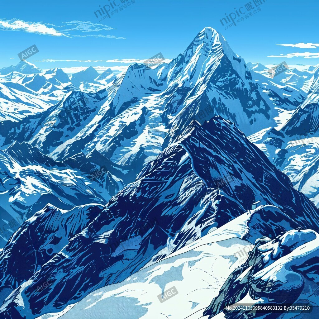 珠穆拉玛峰插画