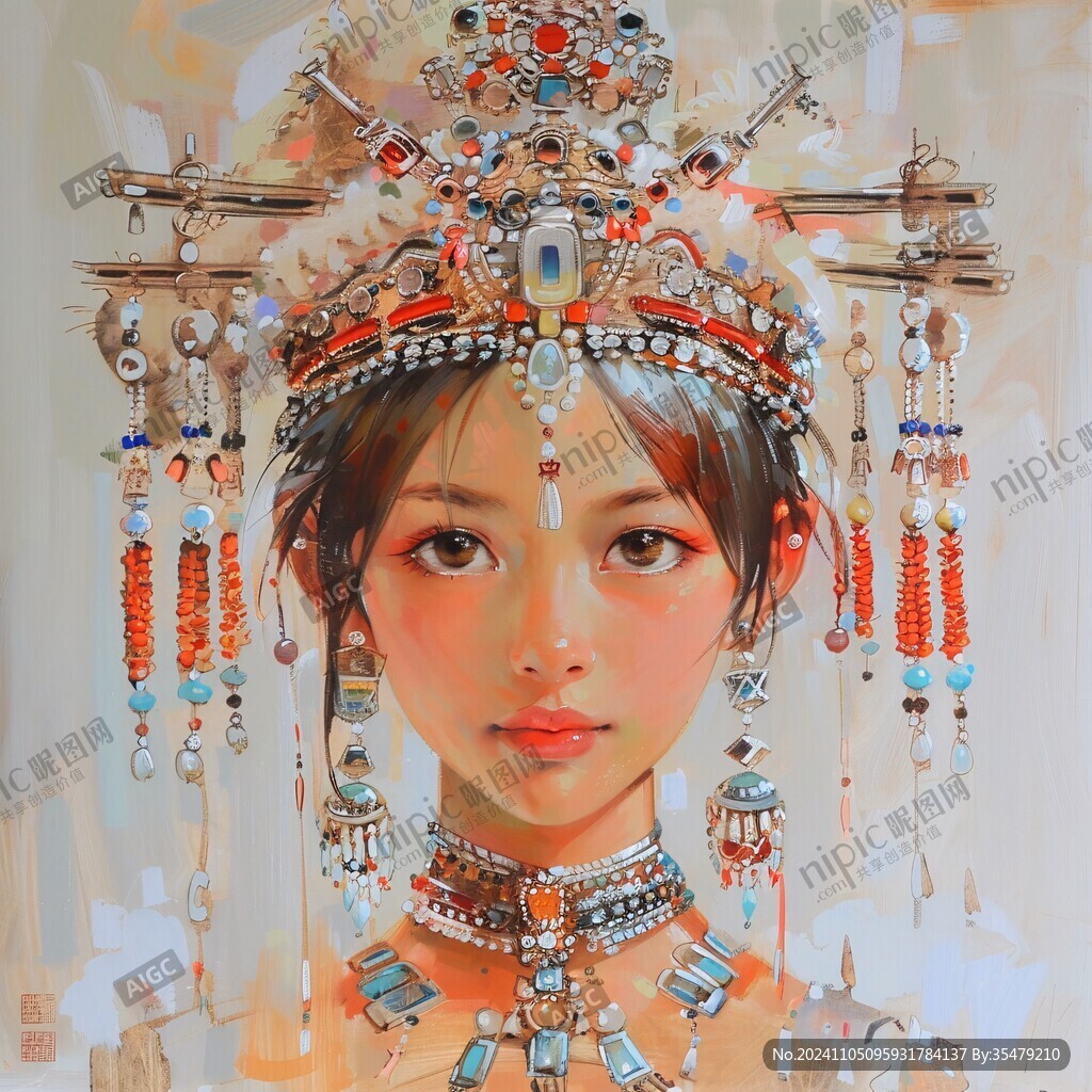 手绘少数民族美女