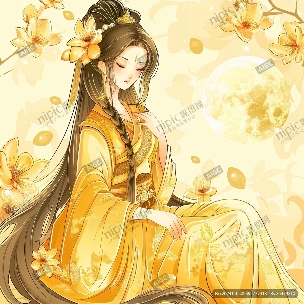 貂蝉拜月古典美女