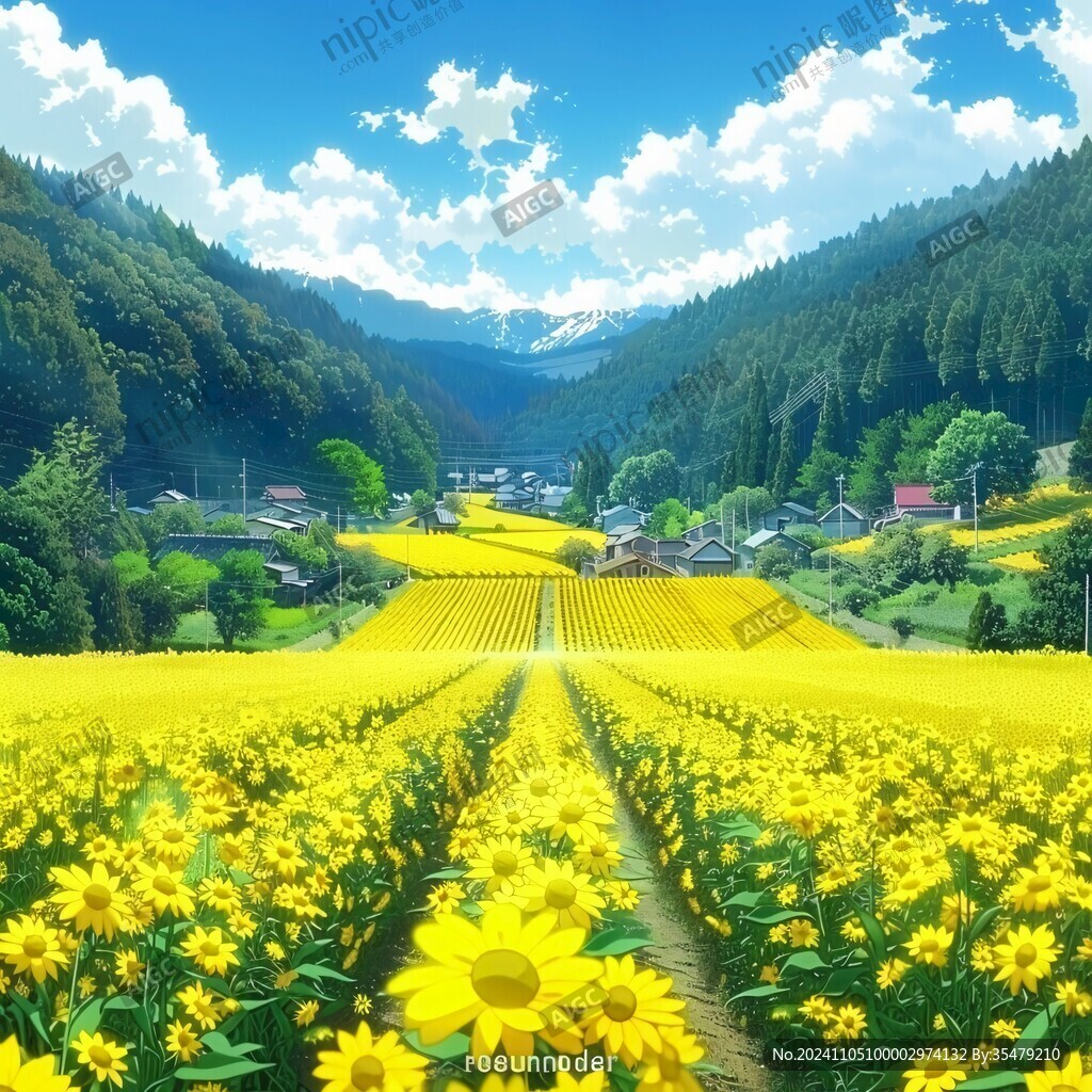 唯美花田场景