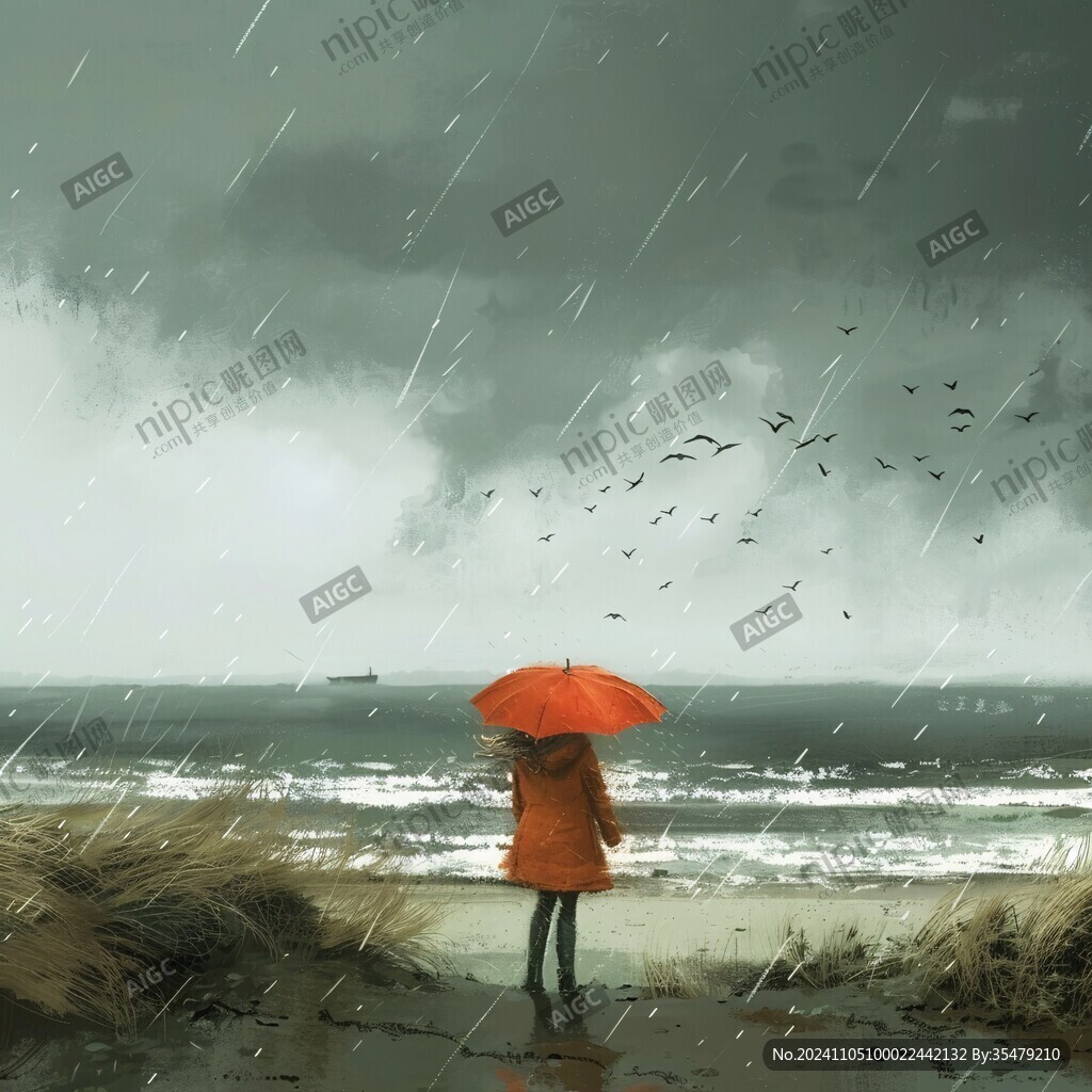 雨天插画