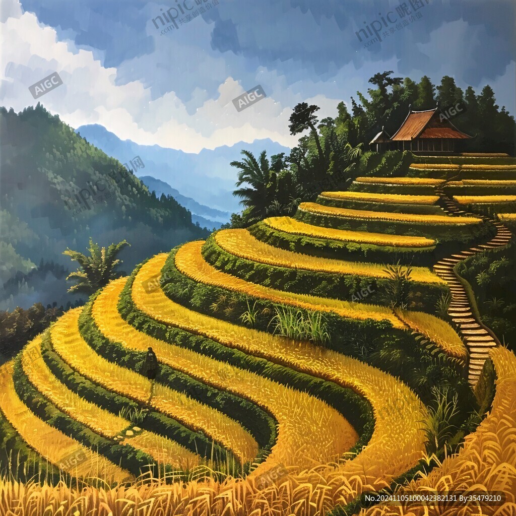 梯田美术绘画