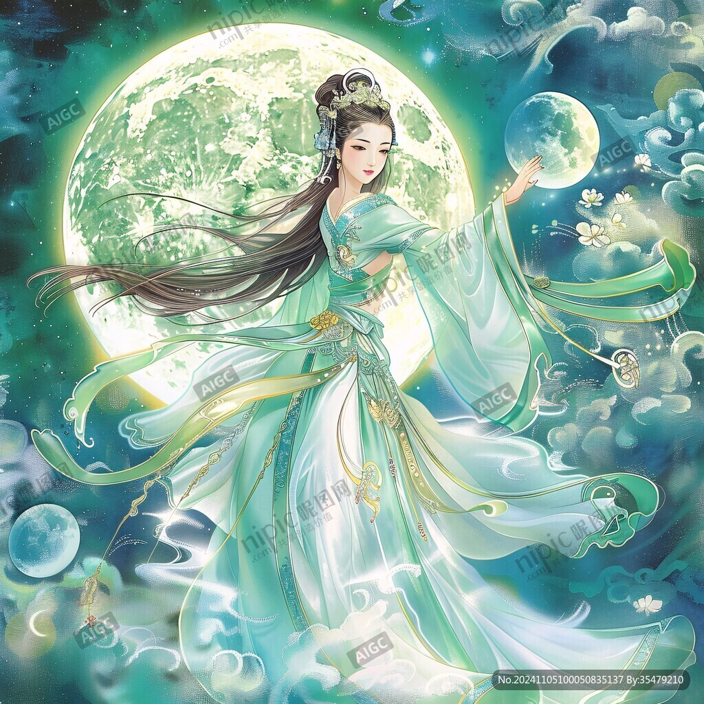 貂蝉拜月古典美女