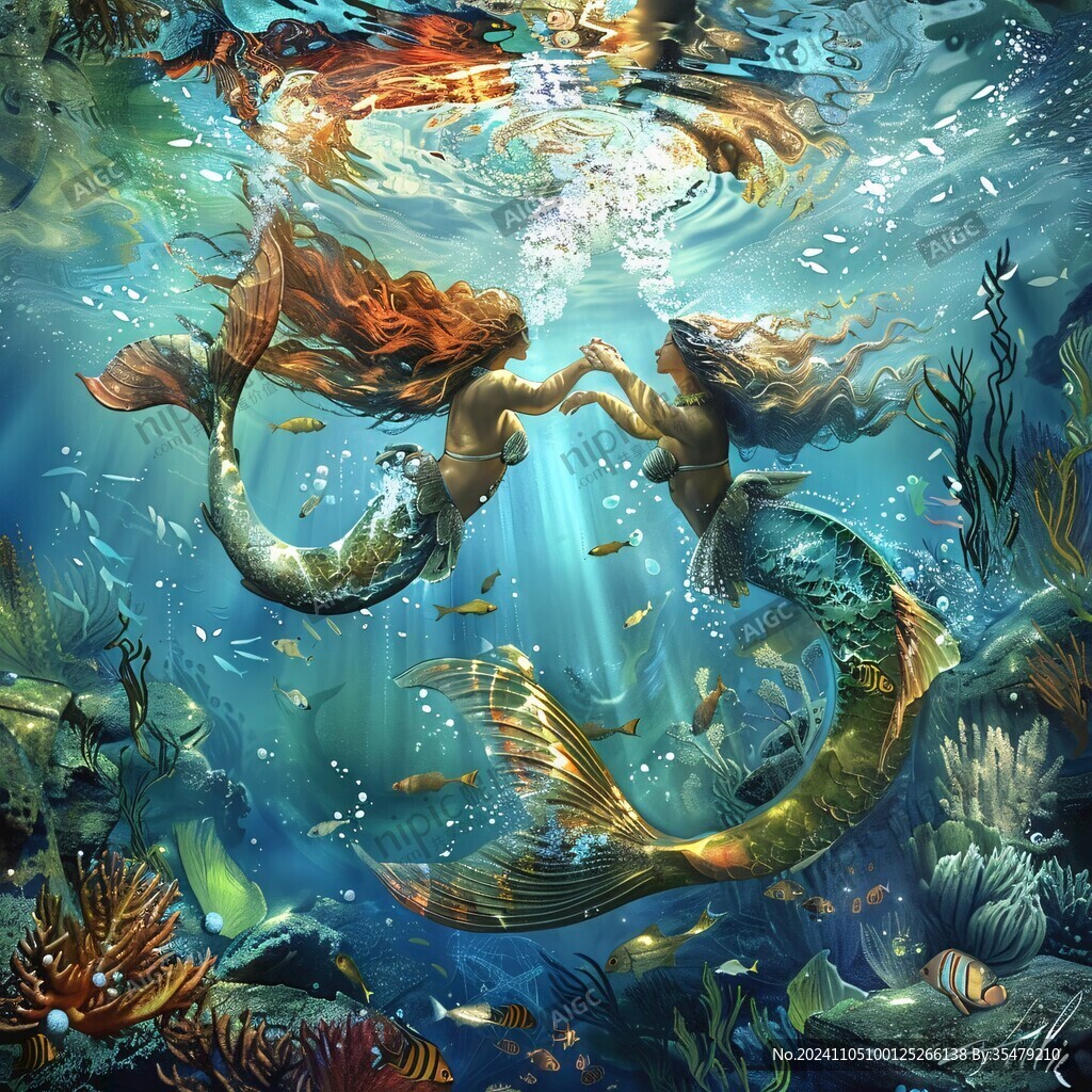 美人鱼插画国潮插画