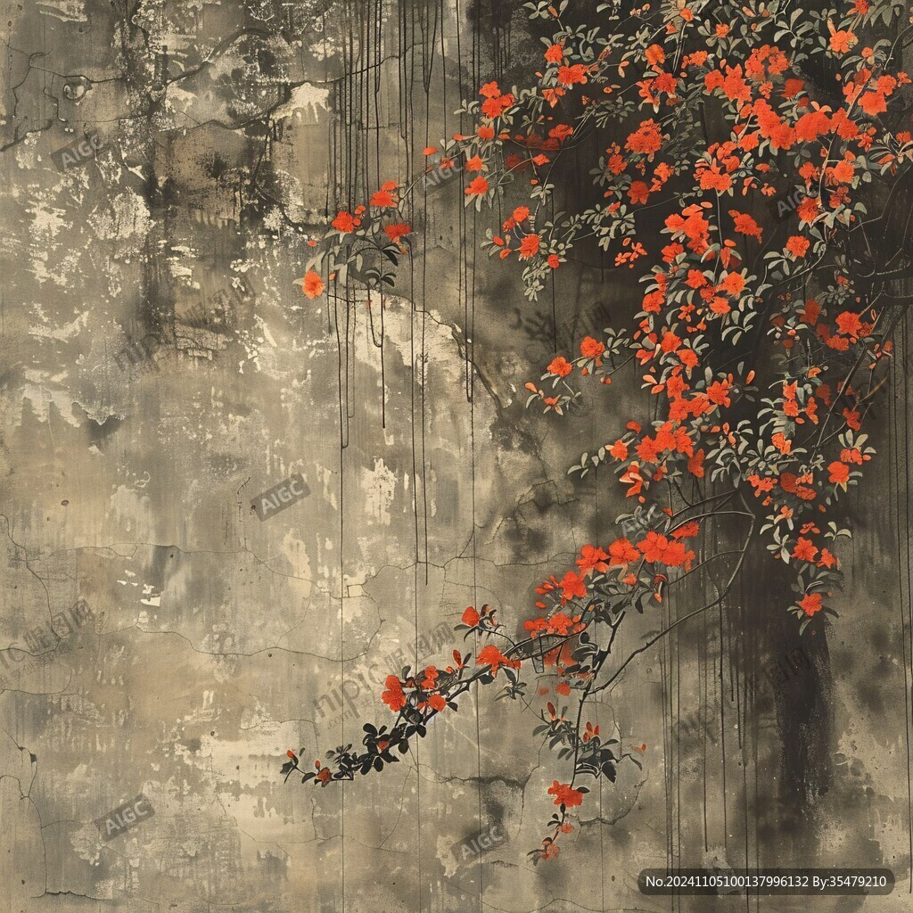 装饰画凌霄花