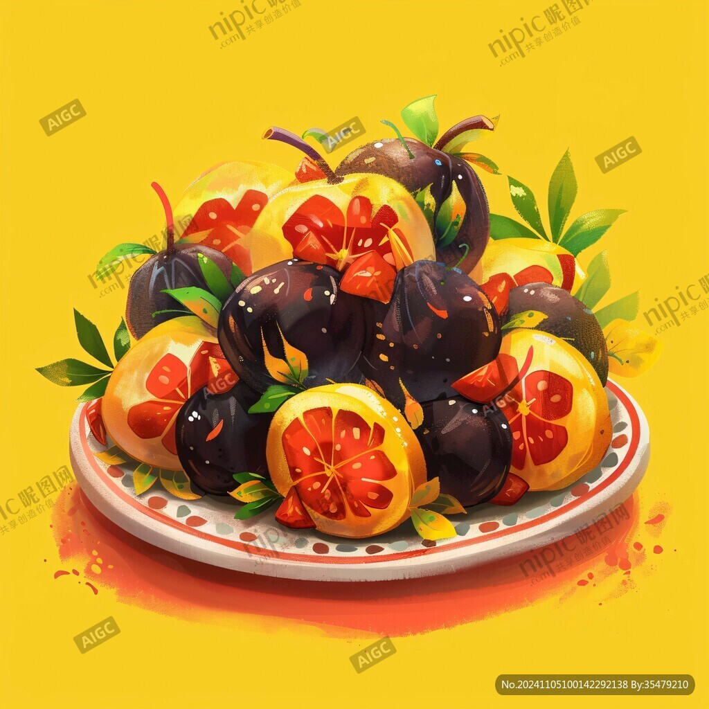 磨盘柿子包装插画