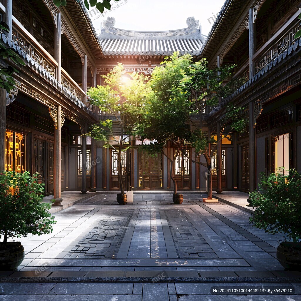 中式庭院四合院古建筑