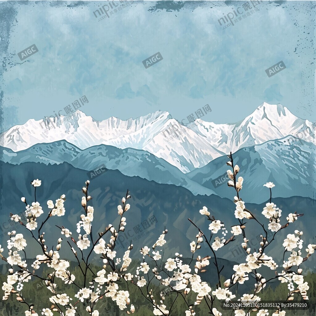 雪山与花儿