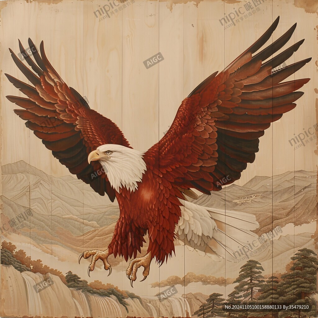 手绘老鹰风格装饰画