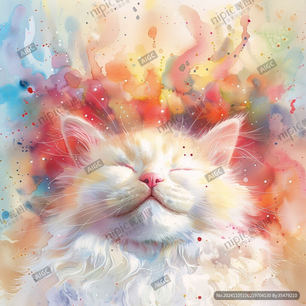 手绘猫眯装饰画