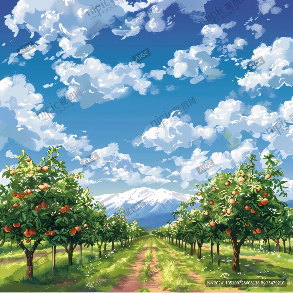 果园插画田园风光