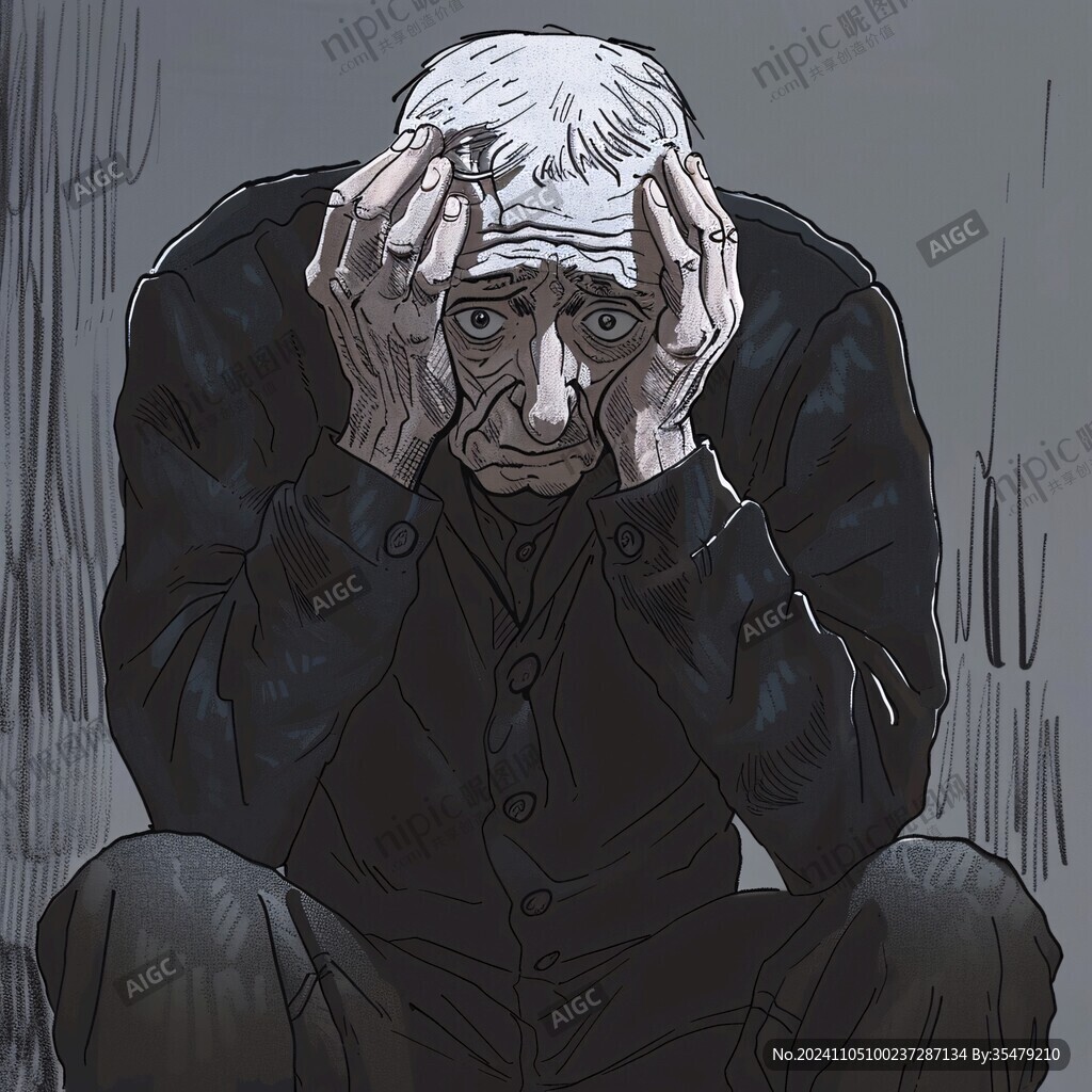 鼠绘插画老人