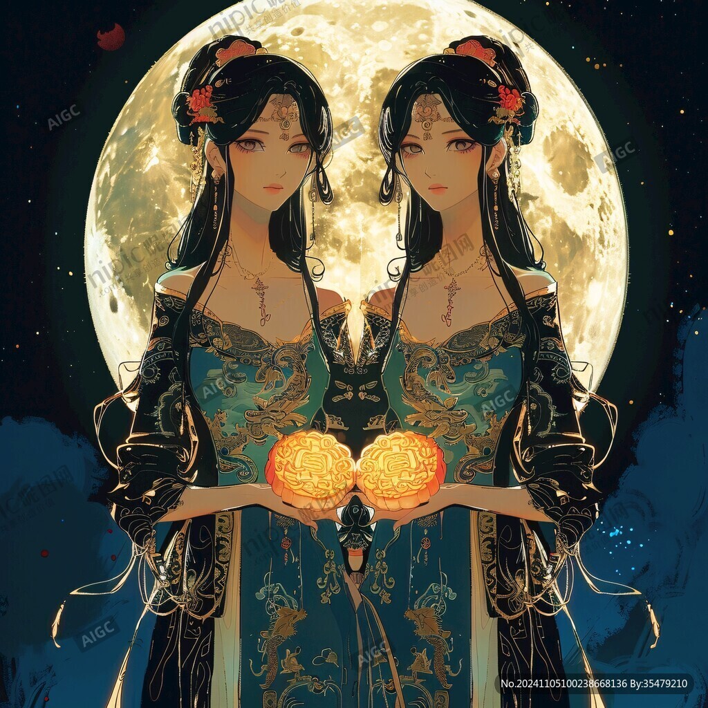 貂蝉拜月古典美女
