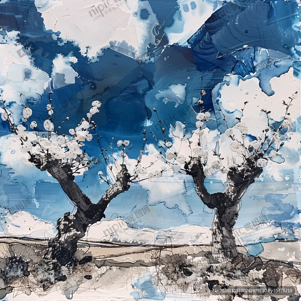 梨花抽象画