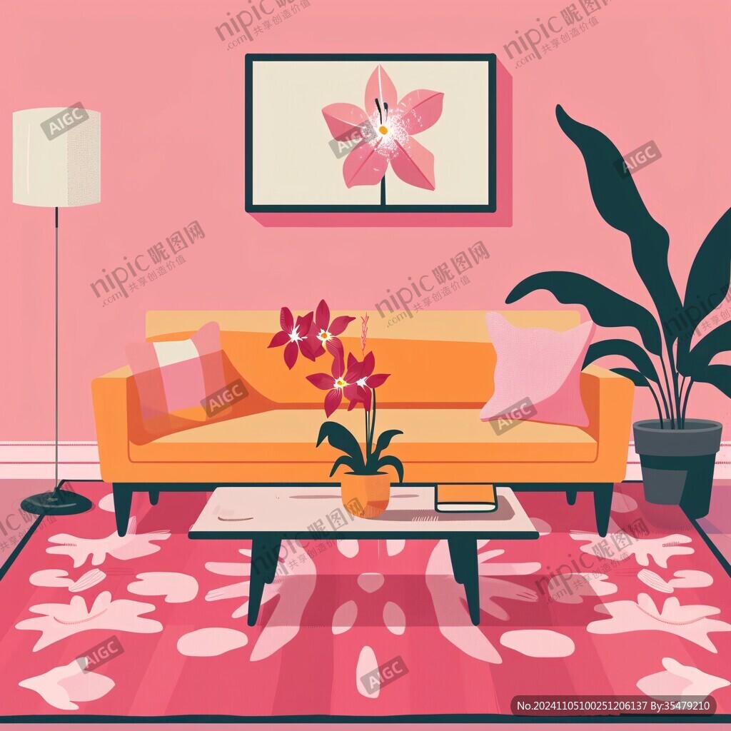 居家沙发插画
