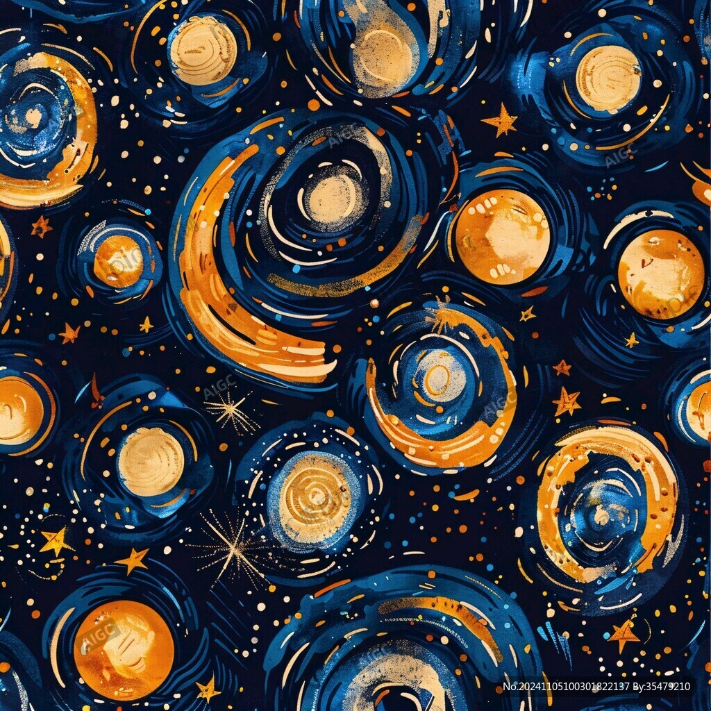 深蓝色星空泡泡图案