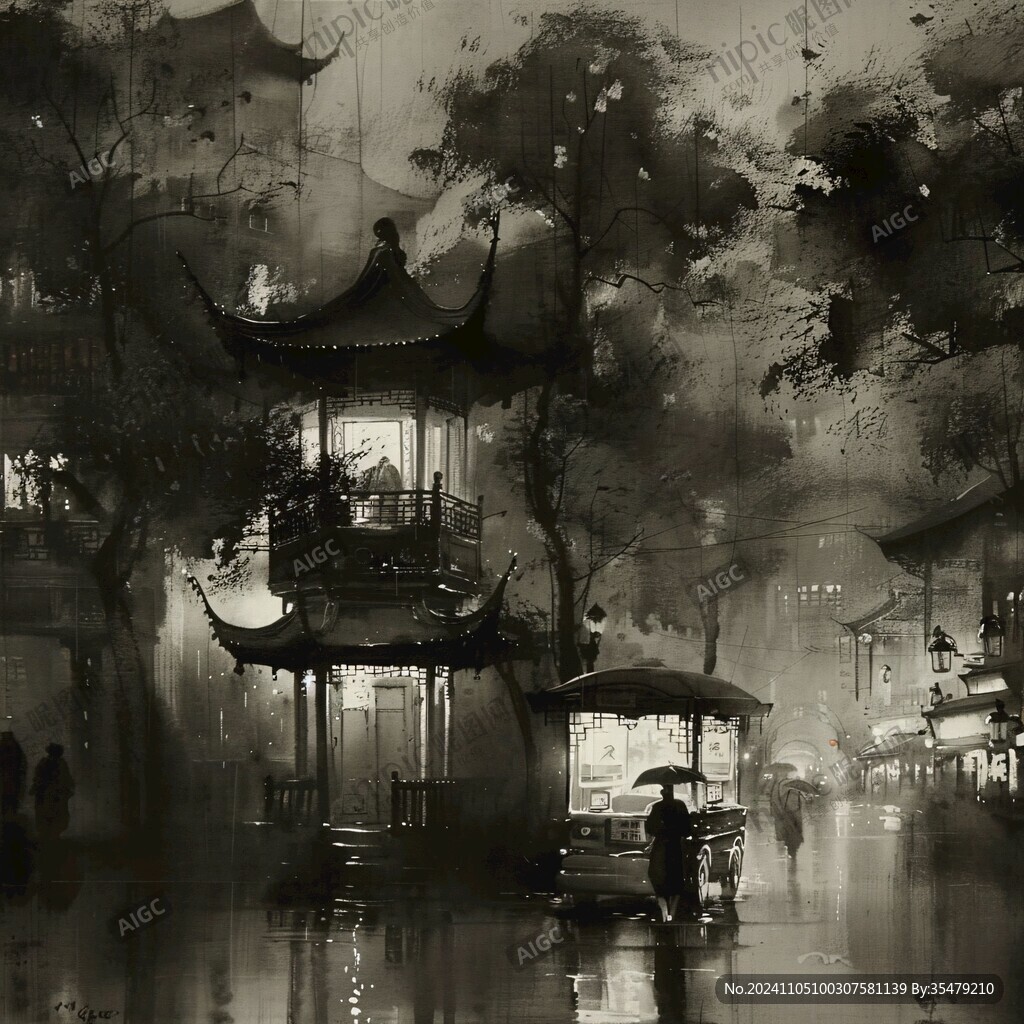 烟雨楼插画