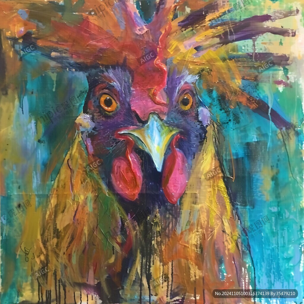 雄鸡油画