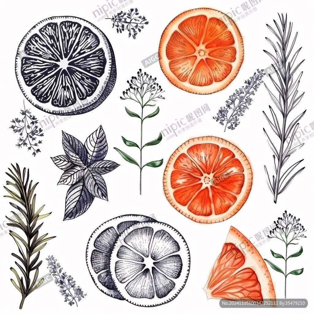 手绘橙子草本