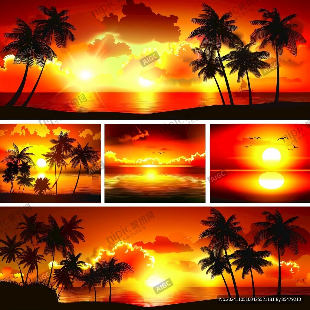 椰子树夕阳剪影