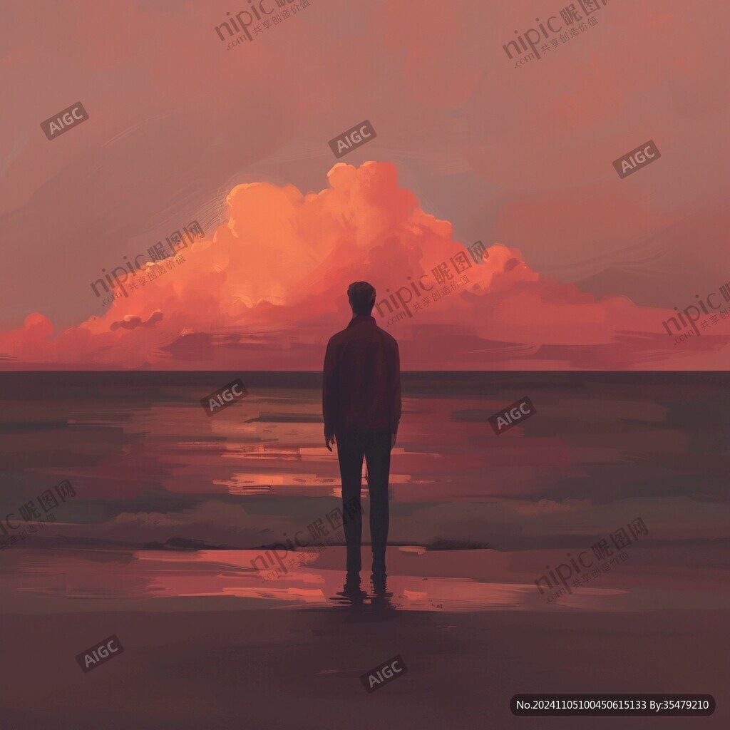 孤独背影插画