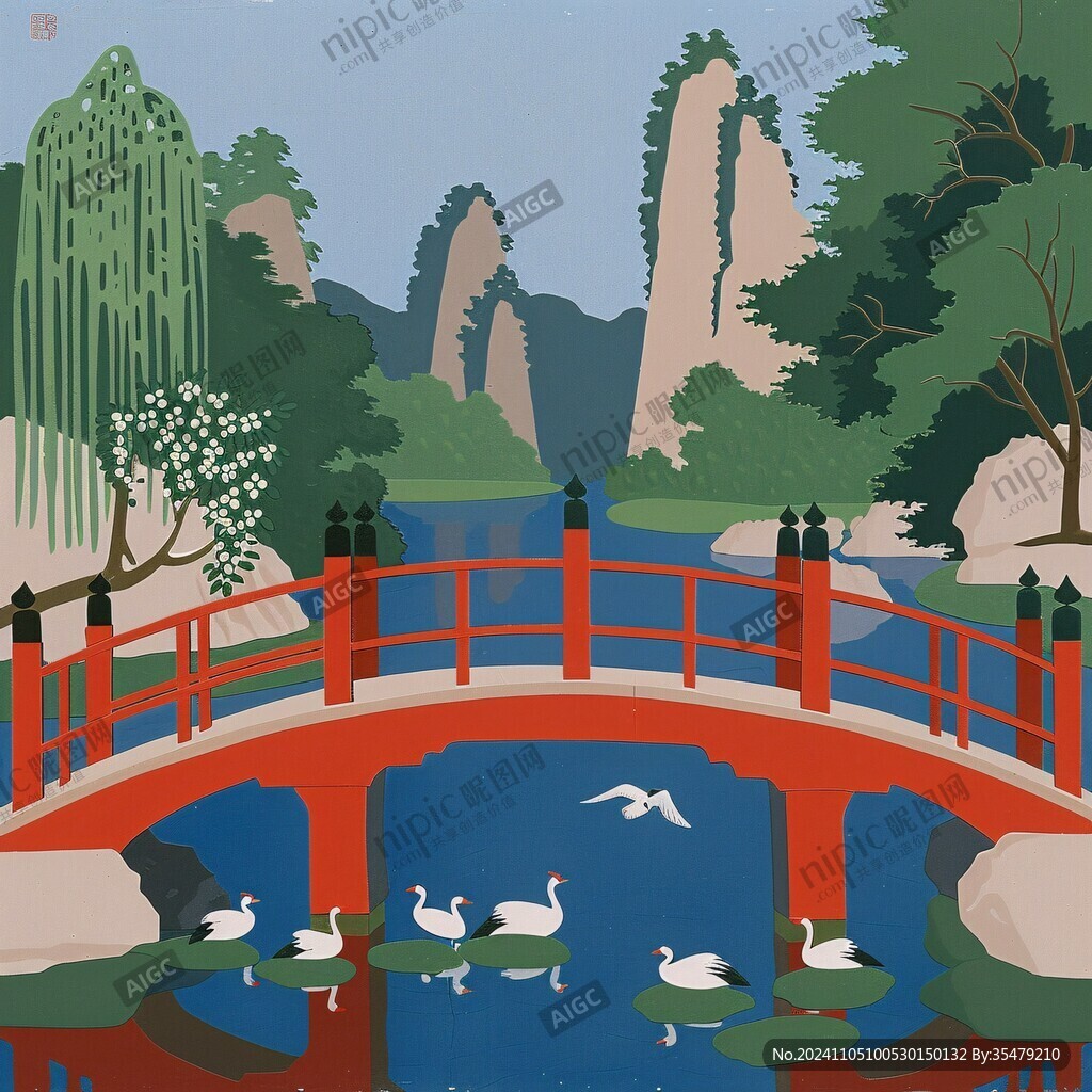 小桥插画