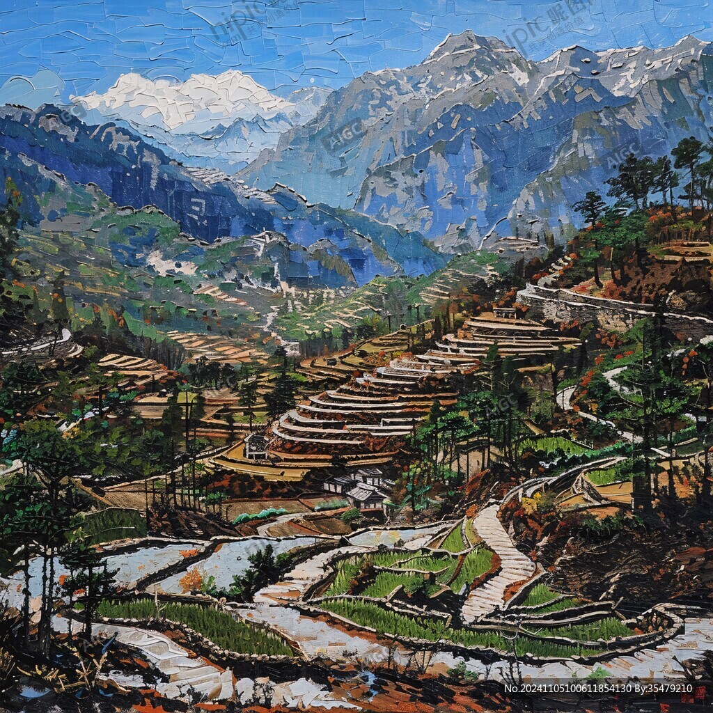 梯田油画