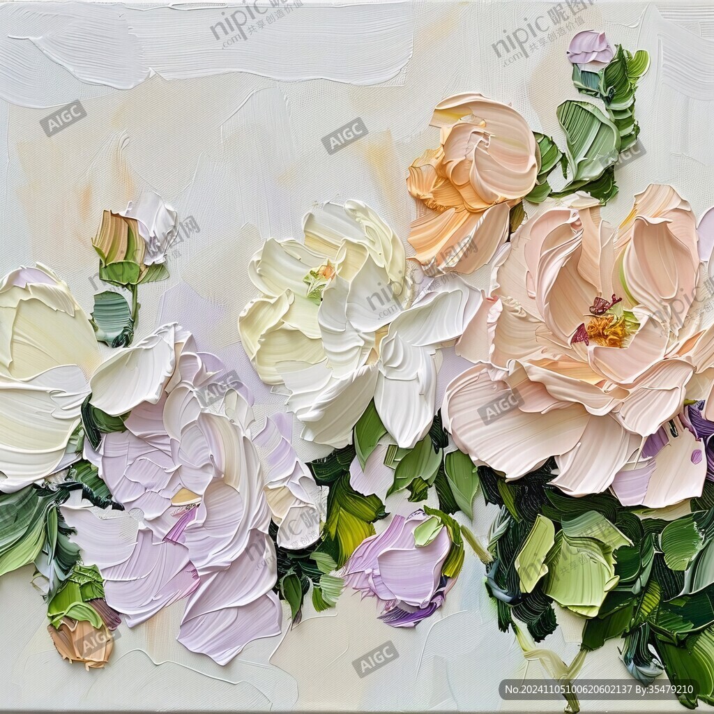 3d浮雕缤纷花卉
